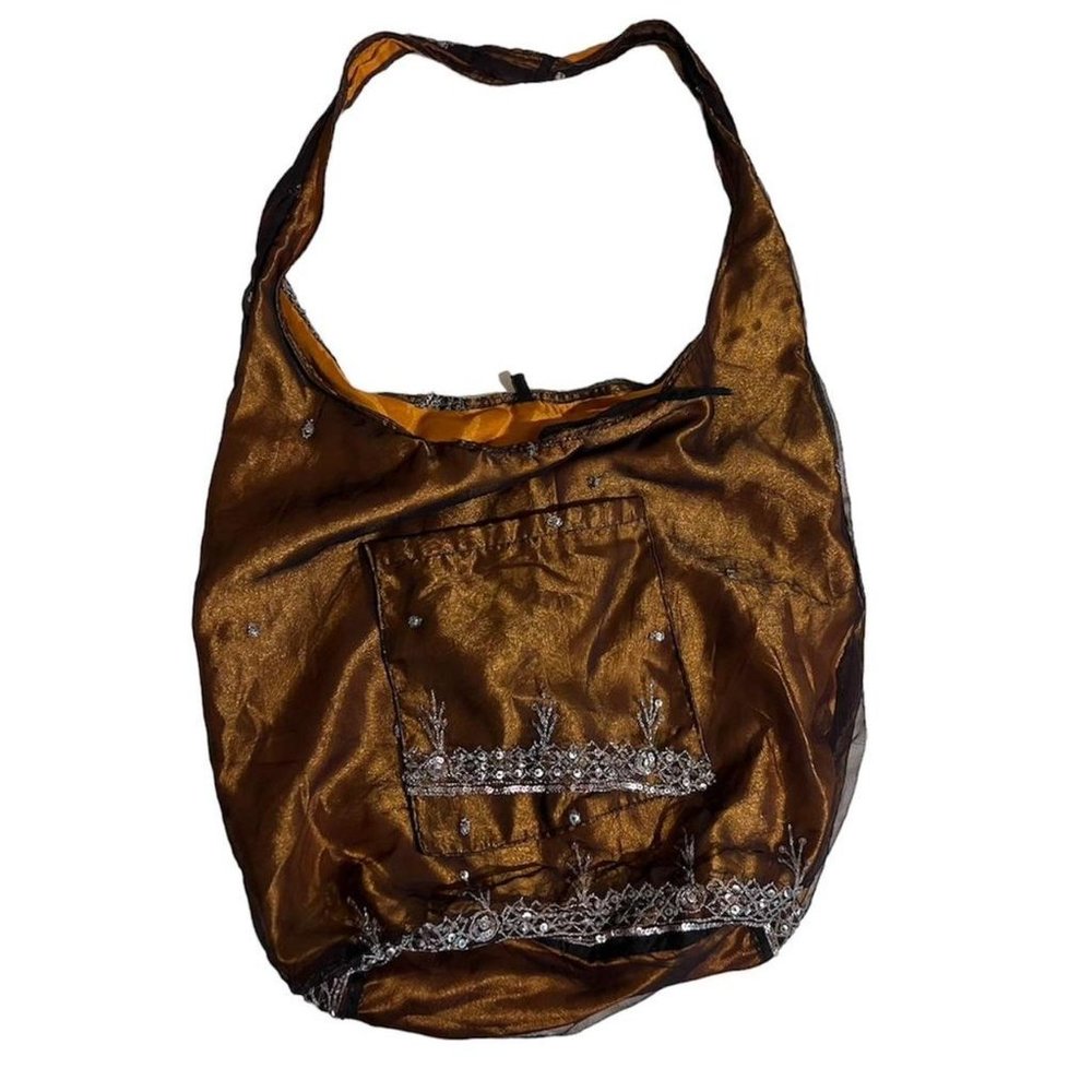 large brown sequin tote bag